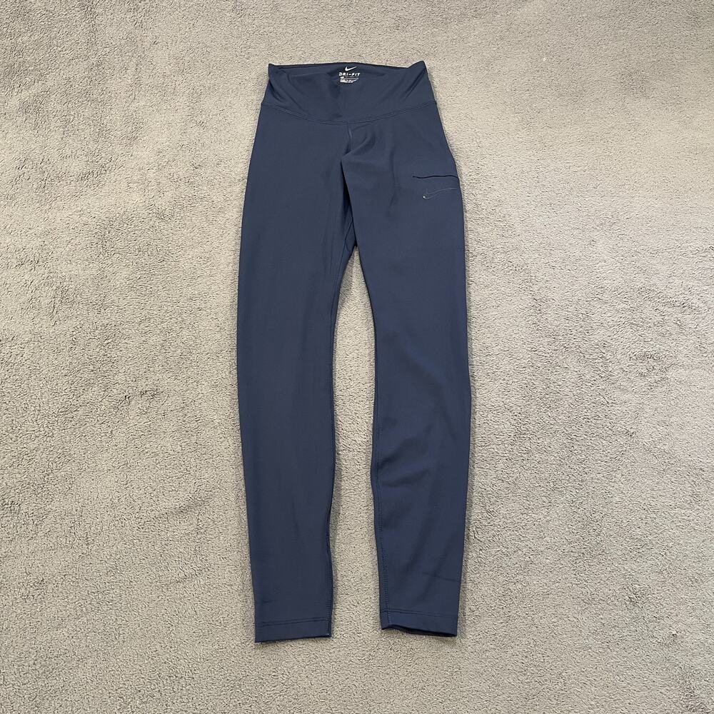Nike Dri-FIT One Navy Blue Slip Pocket Athletic Training Leggings Womens Size XS